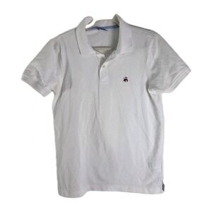 Brooks Brothers Mens Medium White Slim Fit Performance Polo Shirt Red Pig